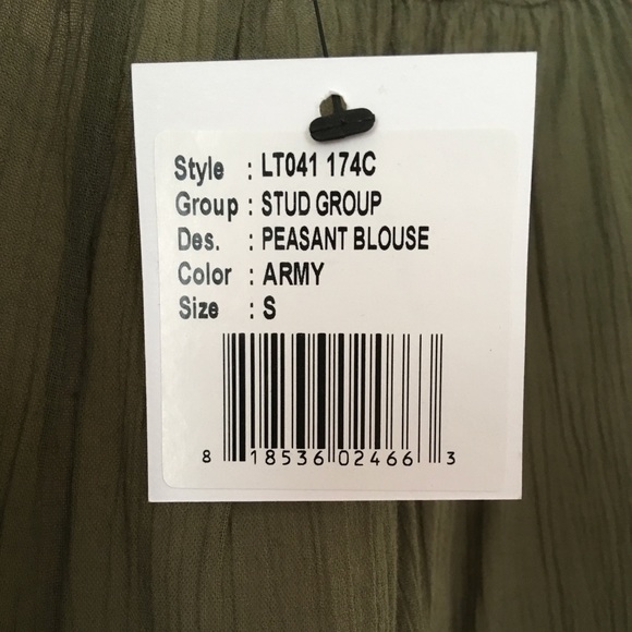 Neiman Marcus Green Top Blouse Peasant Size S - Picture 5 of 5